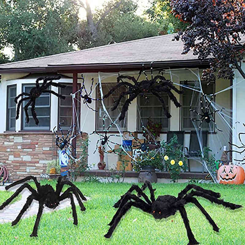 Giant Black Plush Spider Decoration Props for Kids and Halloween Party