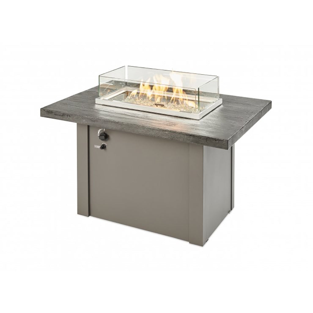 The Outdoor GreatRoom Company Stone Grey Havenwood Rectangular Gas Fire Pit Table with Grey Base