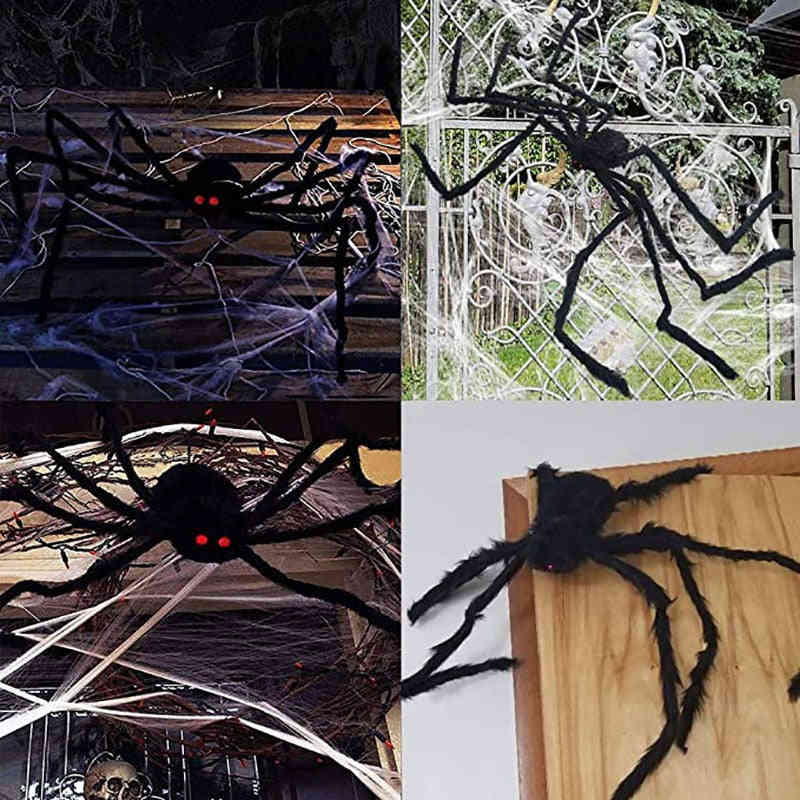 Giant Black Plush Spider Decoration Props for Kids and Halloween Party