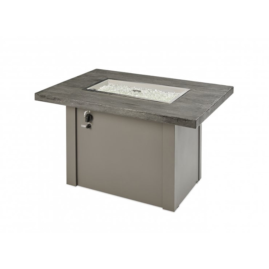 The Outdoor GreatRoom Company Stone Grey Havenwood Rectangular Gas Fire Pit Table with Grey Base