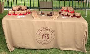 6 Custom Printed Burlap Fitted Table Covers - Single Color Print