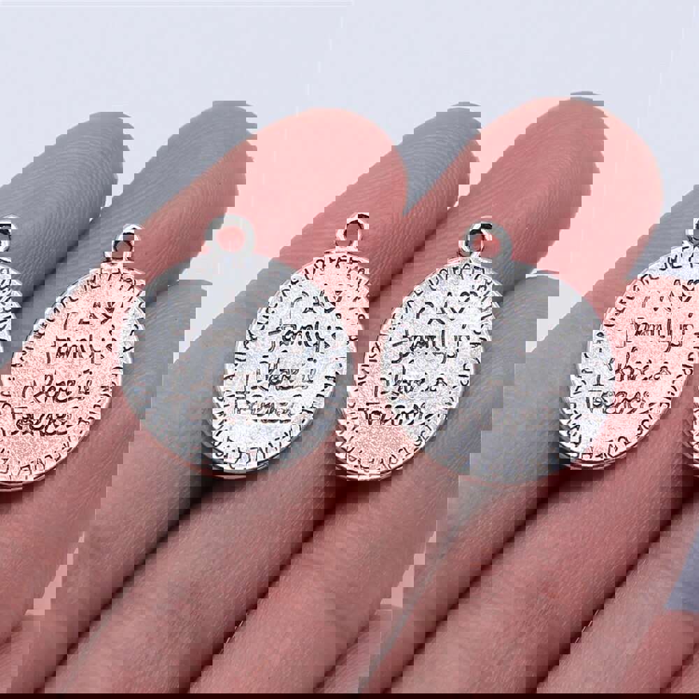 10pcs Antique Silver 17x17mm Family Plate Charms for DIY Jewelry Making