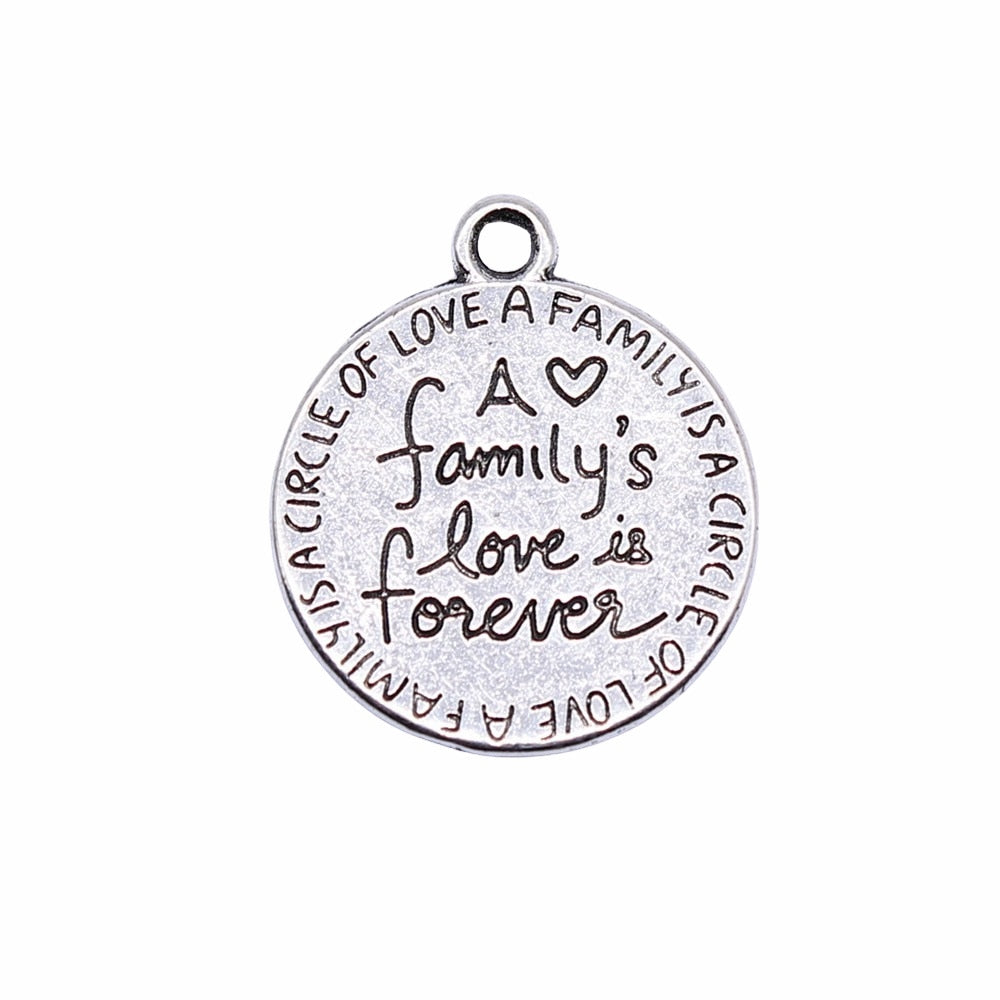 10pcs Antique Silver 17x17mm Family Plate Charms for DIY Jewelry Making