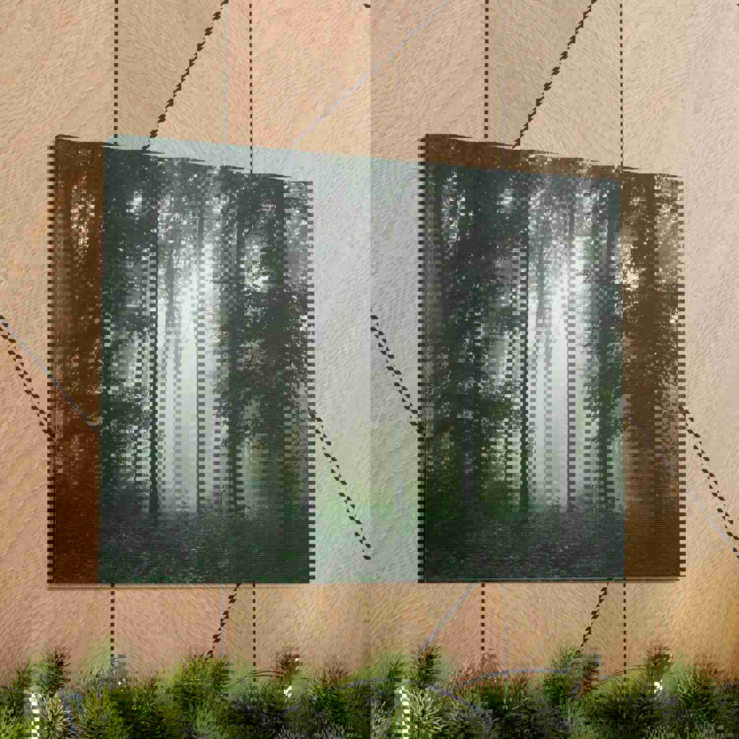 Pine Tree Misty Forest Nature Wilderness Photography Canvas Wall Art for Home Decor