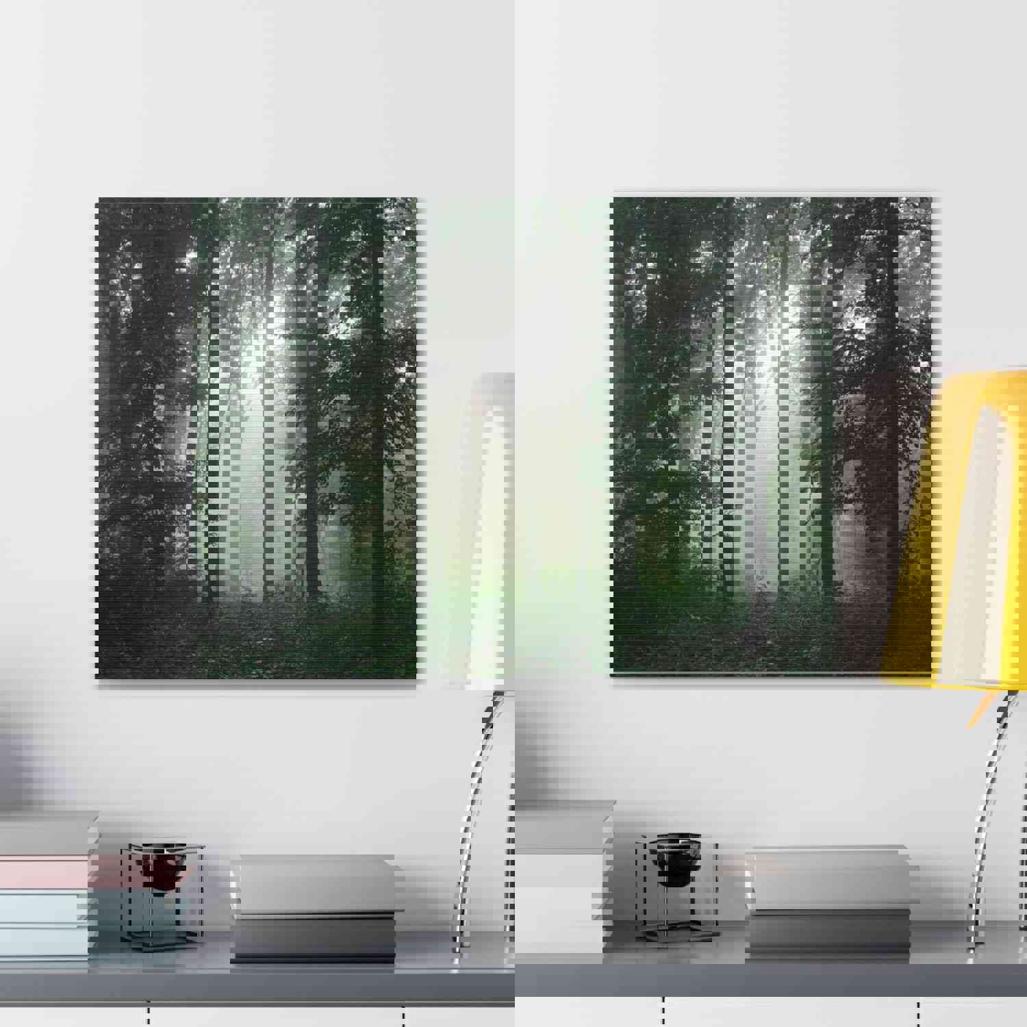 Pine Tree Misty Forest Nature Wilderness Photography Canvas Wall Art for Home Decor