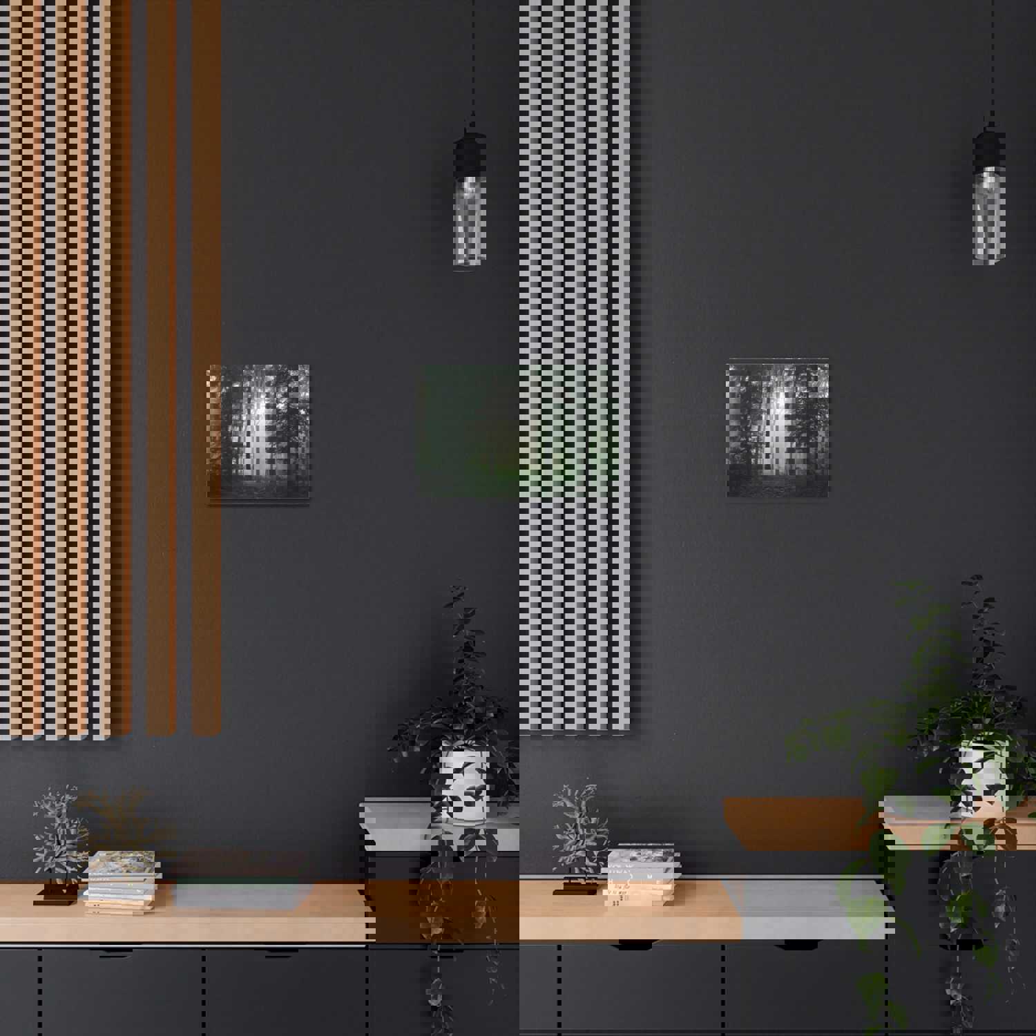 Pine Tree Misty Forest Nature Wilderness Photography Canvas Wall Art for Home Decor