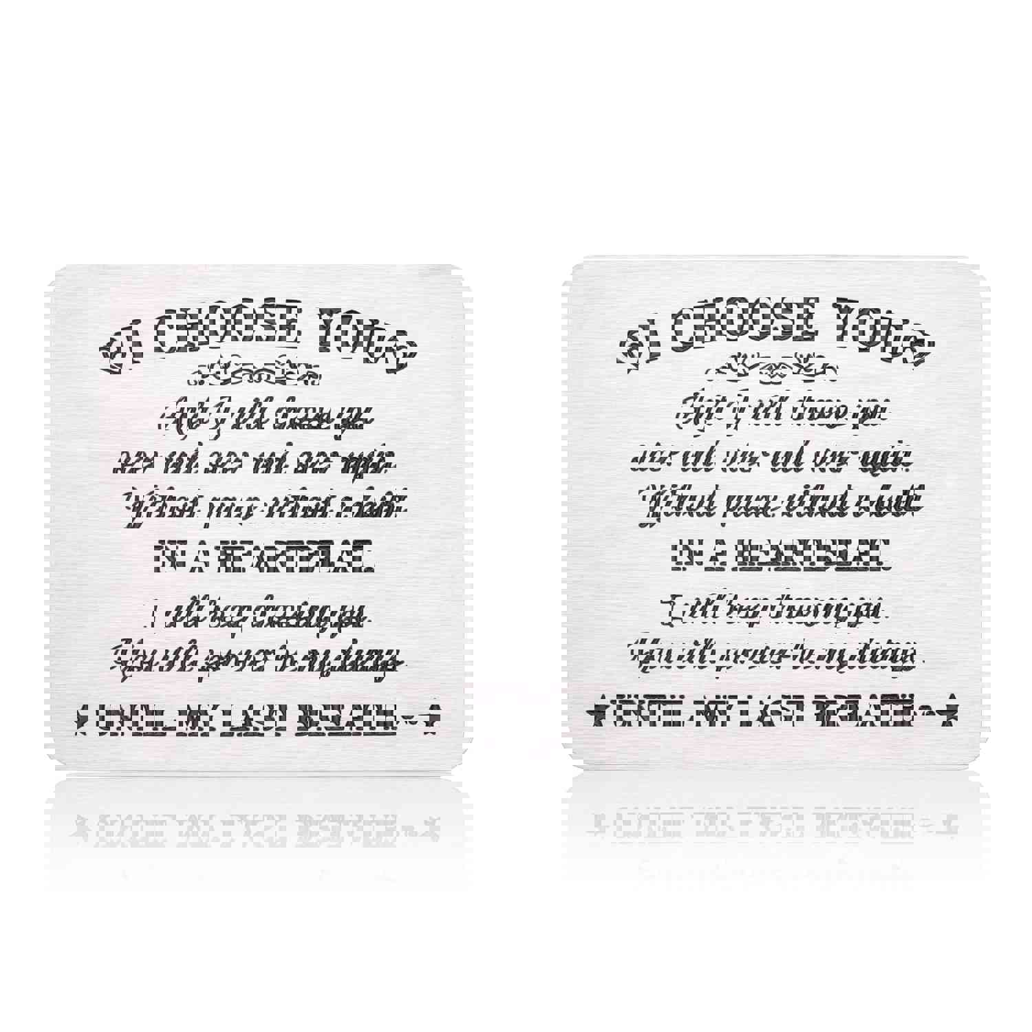 Engraved I Choose You Wallet Card for Wedding, Anniversary, Valentine's Day Gift