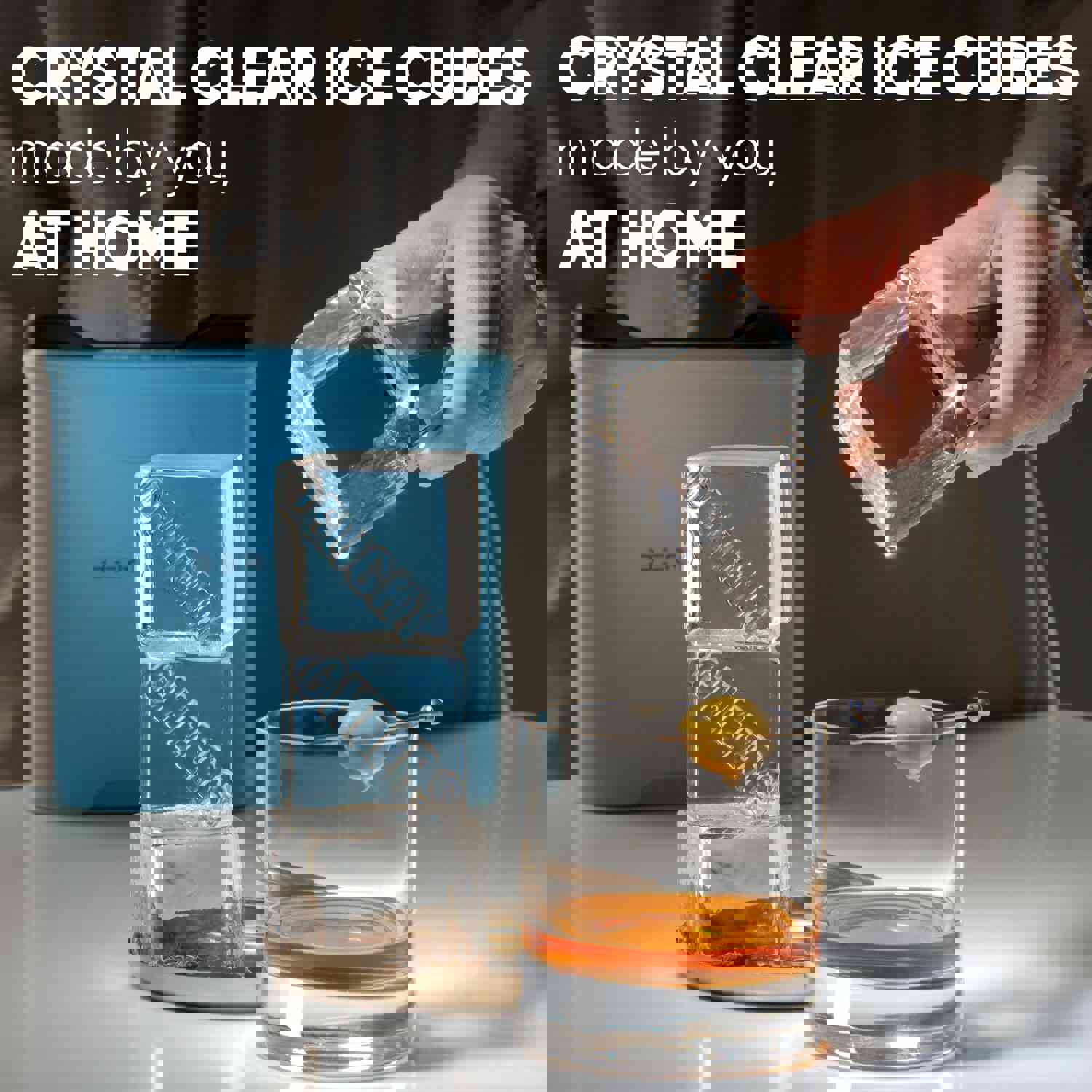 Berlinzo Premium Clear Ice Cube Maker [2024 Upgraded] - Large 2.1-inch Crystal Clear Ice Maker for Whiskey Cocktail