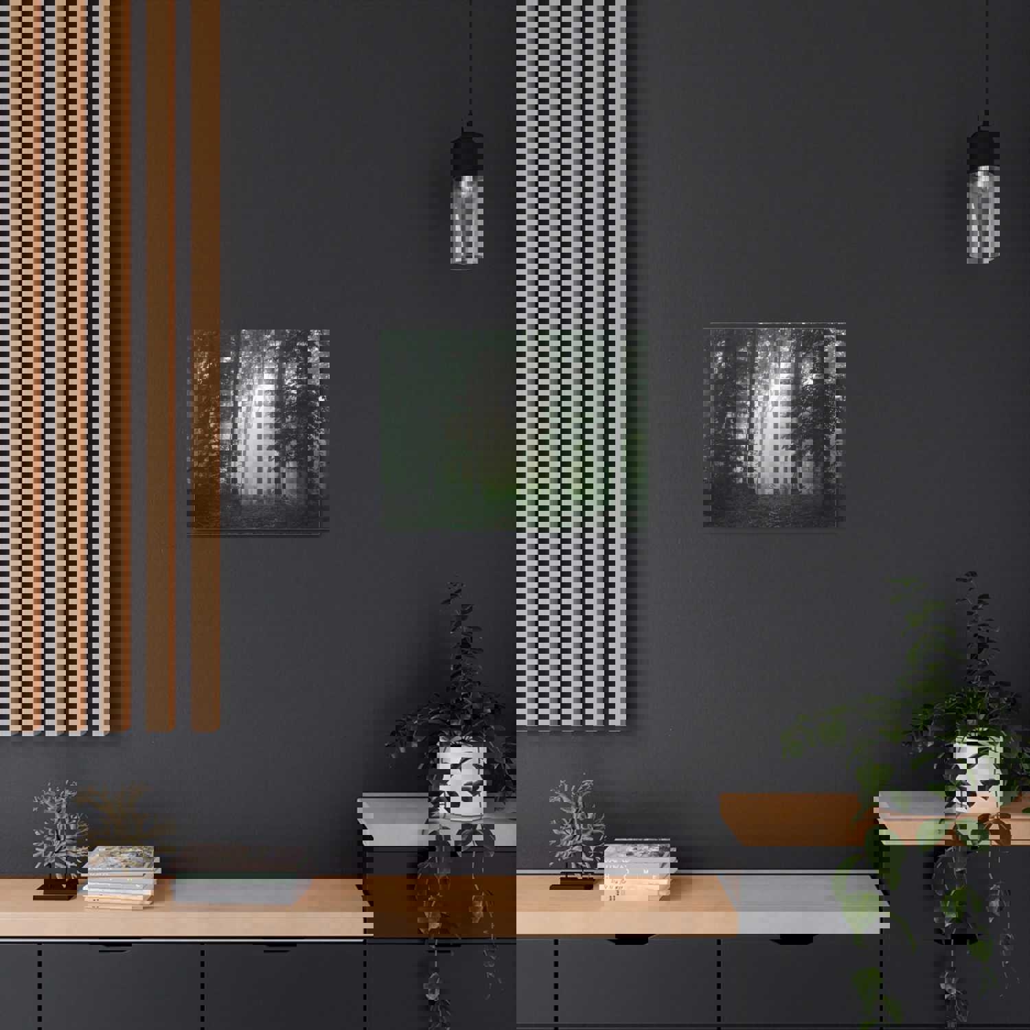 Pine Tree Misty Forest Nature Wilderness Photography Canvas Wall Art for Home Decor