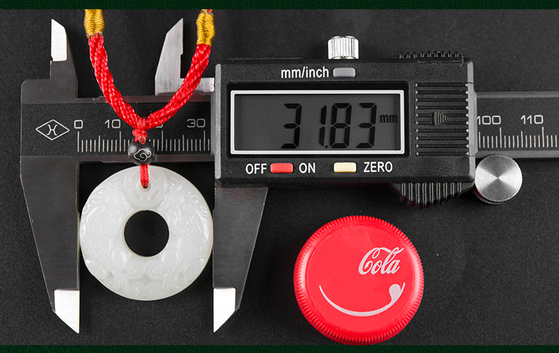 Natural Hetian Jade Pendant Pixiu Peace Buckle with Certificate - White Jade Unisex Jewelry (4-19)