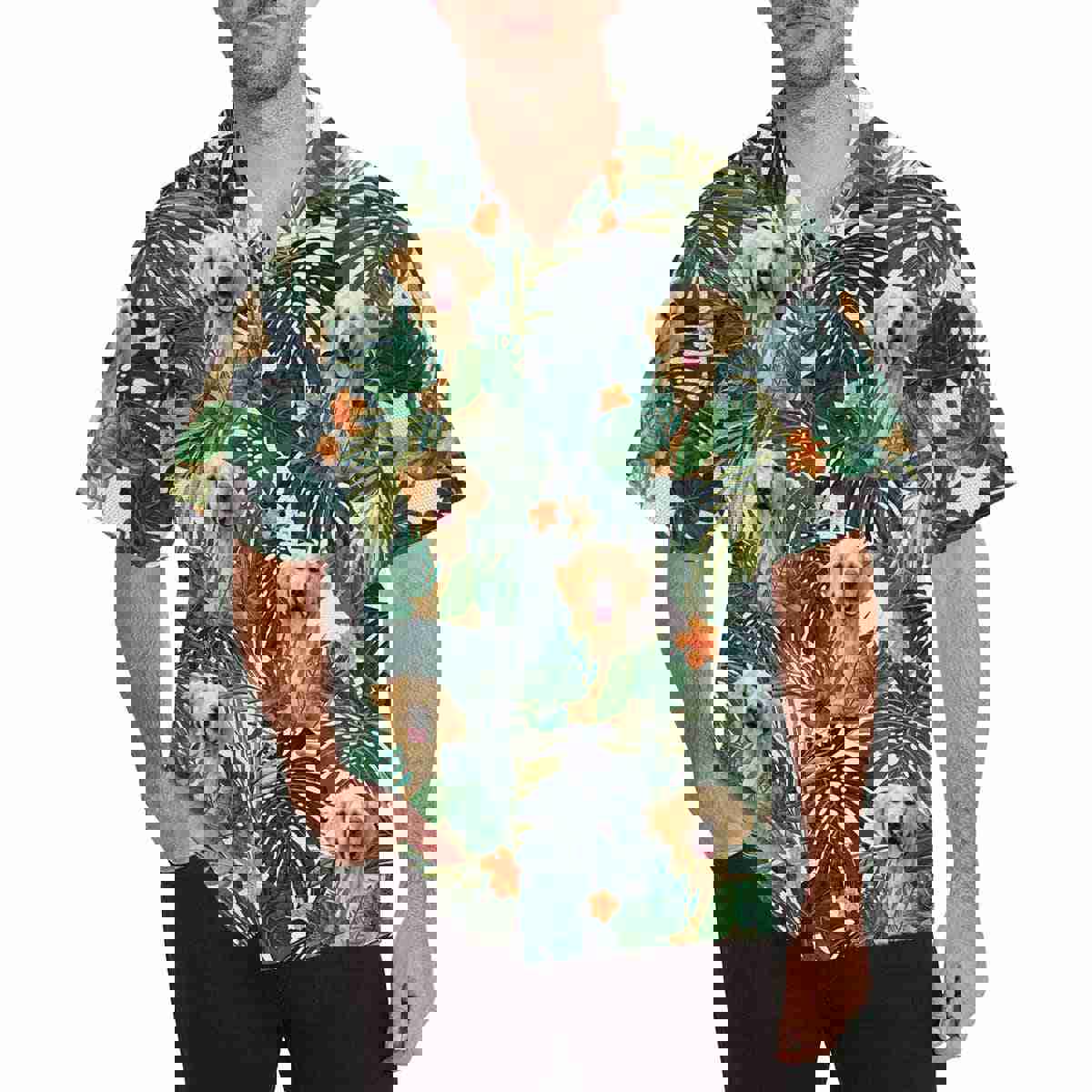 Custom Girlfriend Face Hawaiian Shirt - Green Leaves Cute Plants Design