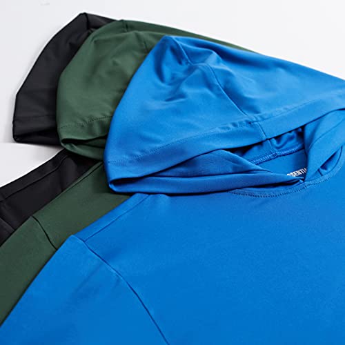 3 Pack: Boys Girls Youth Teen Quick Dry Dri Fit Long Sleeve Active Athletic Hoodie Tops