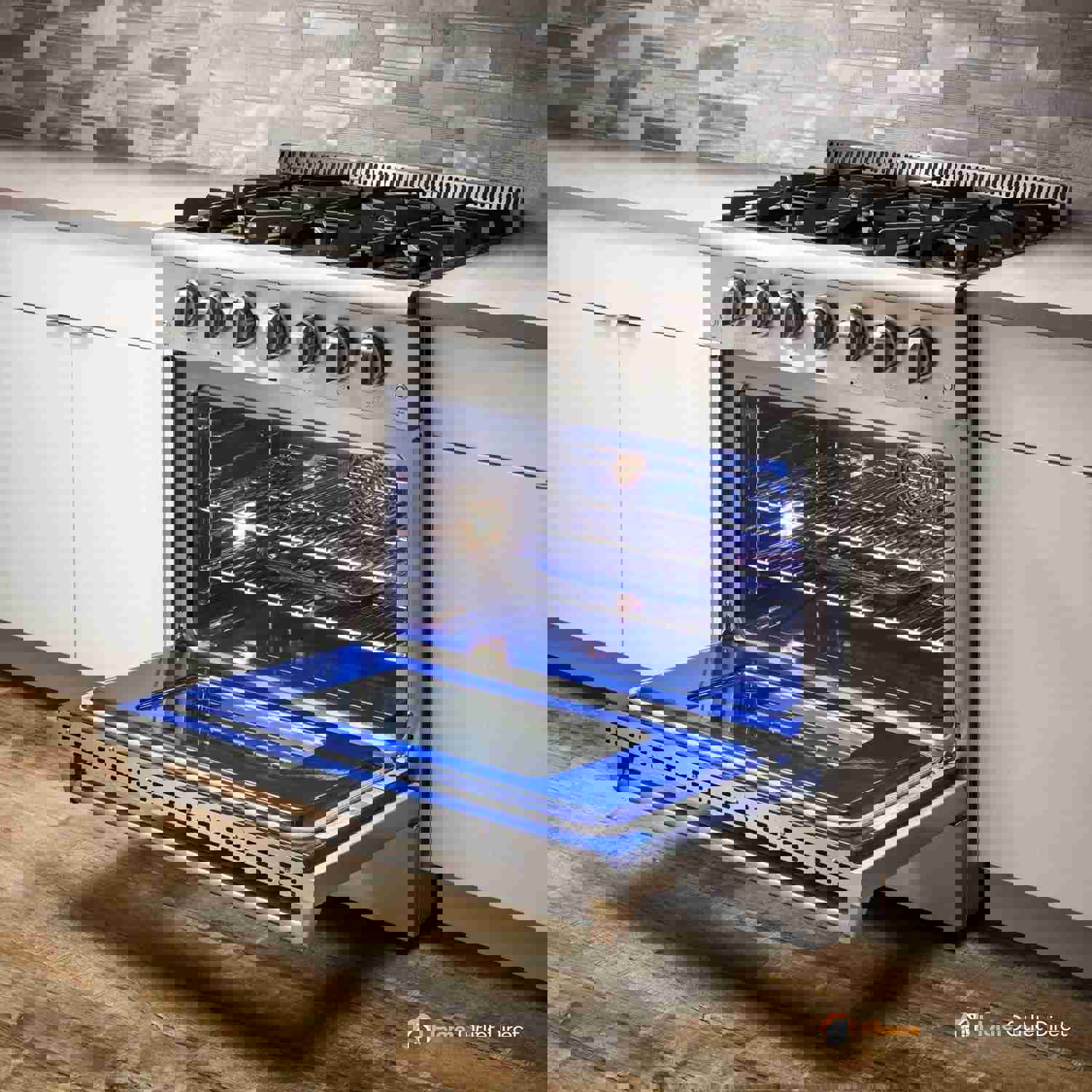 Thor Kitchen 5-Piece Pro Appliance Package - Stainless Steel Gas Range, Refrigerator, Hood, Dishwasher & Microwave Drawer