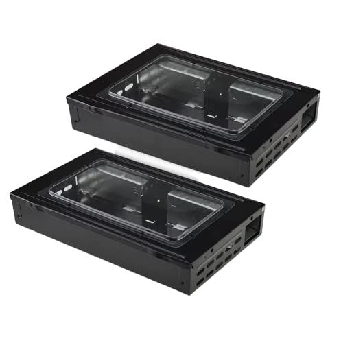 Tin Cat Multi-Catch and Release Humane Live Mouse Trap with Clear Window Lid for Indoor Outdoor Use (Black, 2 Pack)