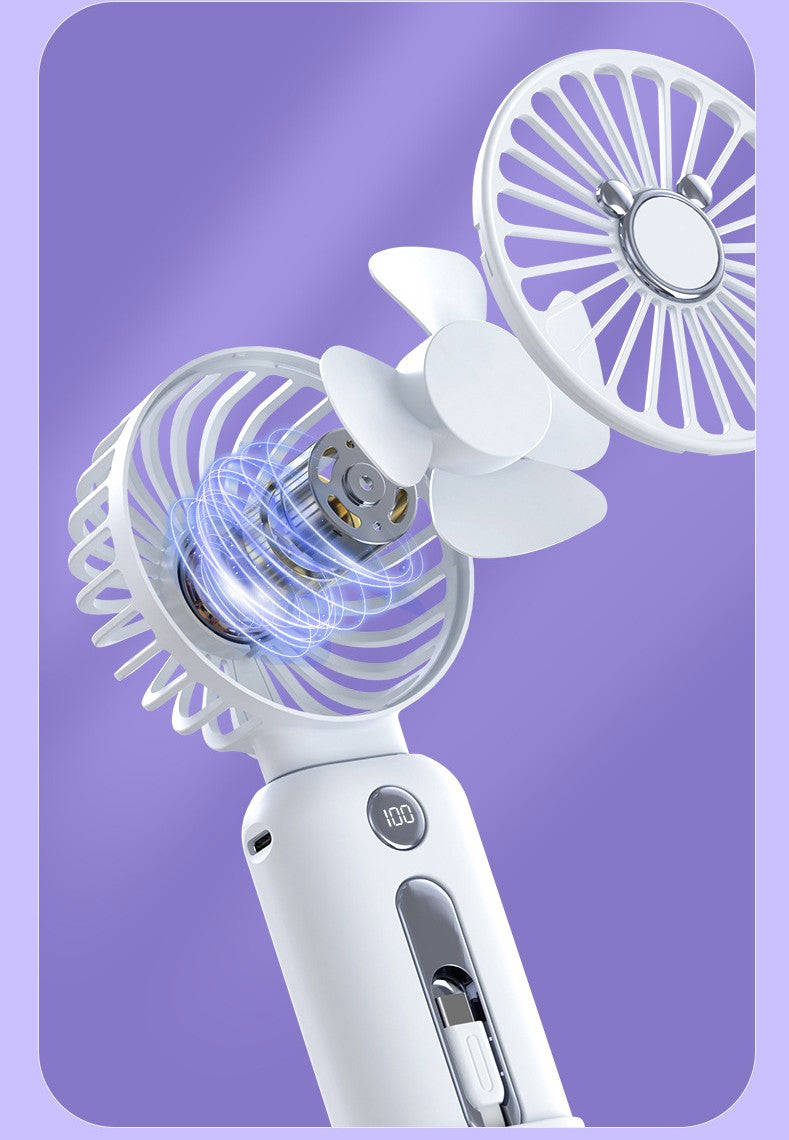 SRline 2-in-1 Handheld Fan with Fast Charging Power Supply - Portable, Silent Mini Fan for Home & Office