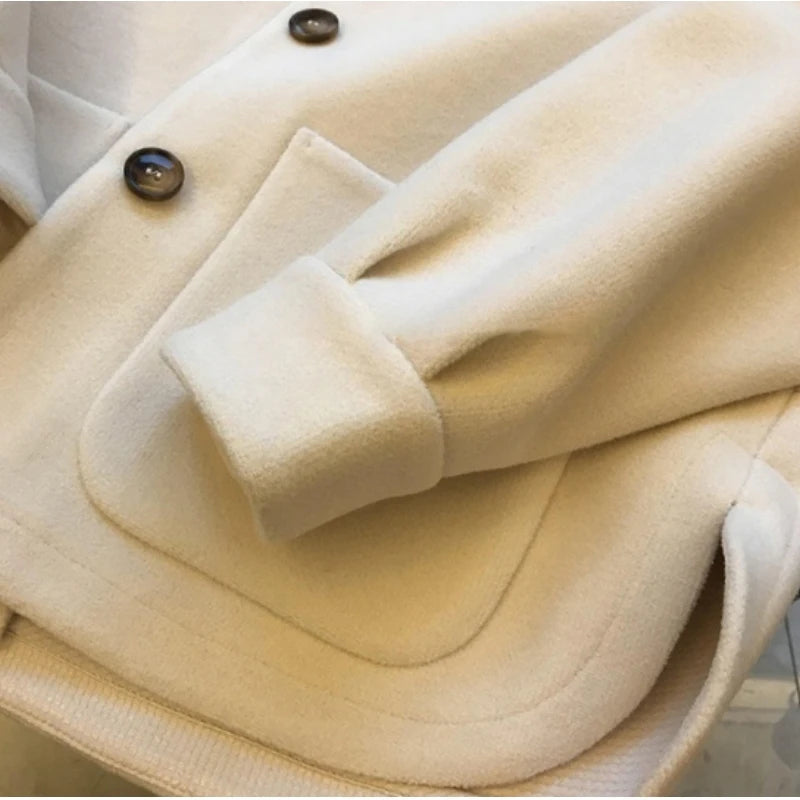 Nukty Women's Spliced Knitted Hooded Coat - Oversize Streetwear Korean Drama Style