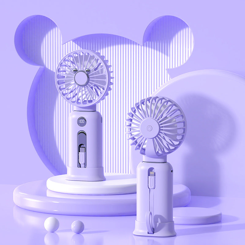 SRline 2-in-1 Handheld Fan with Fast Charging Power Supply - Portable, Silent Mini Fan for Home & Office