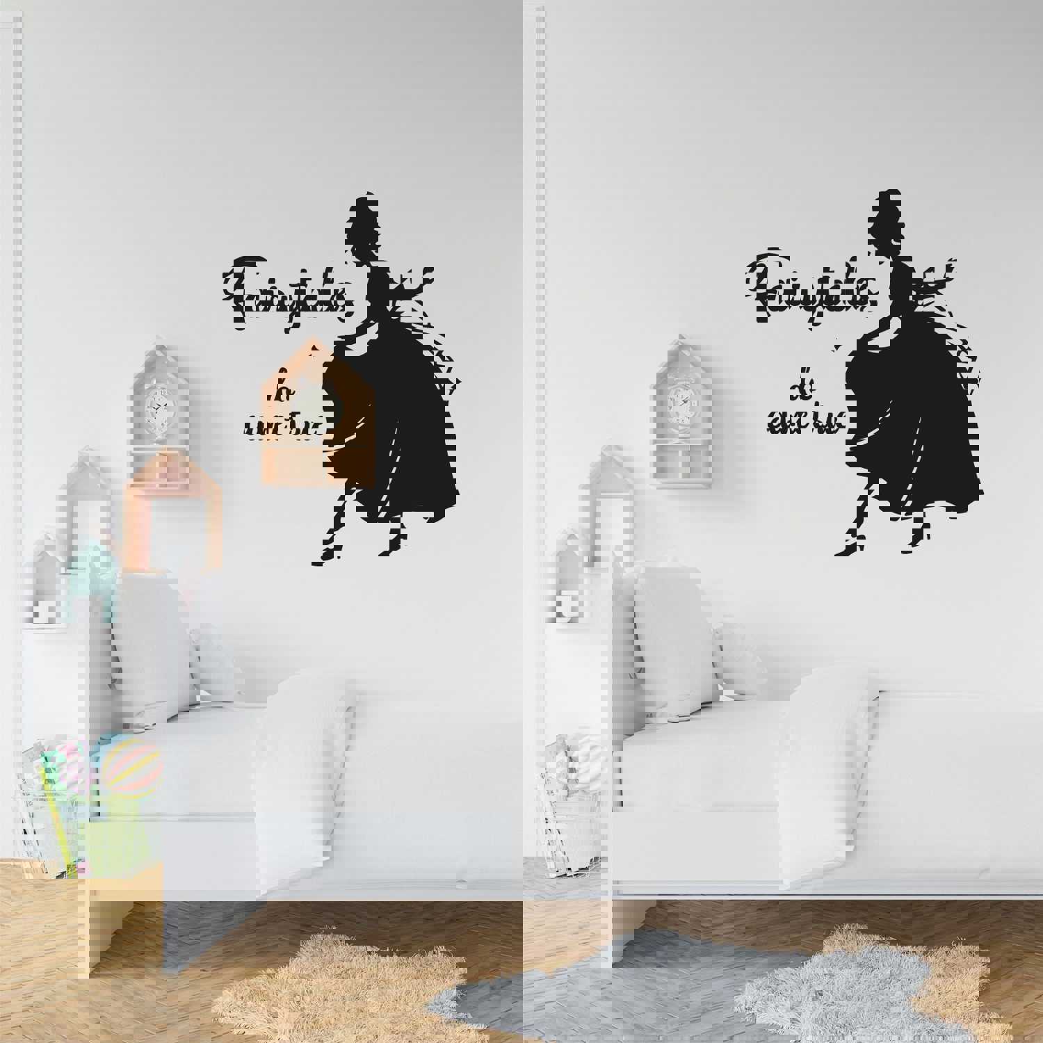 Girls Quotes Vinyl Wall Art Sticker Decal - Fairytales Do Come True Princess Silhouette