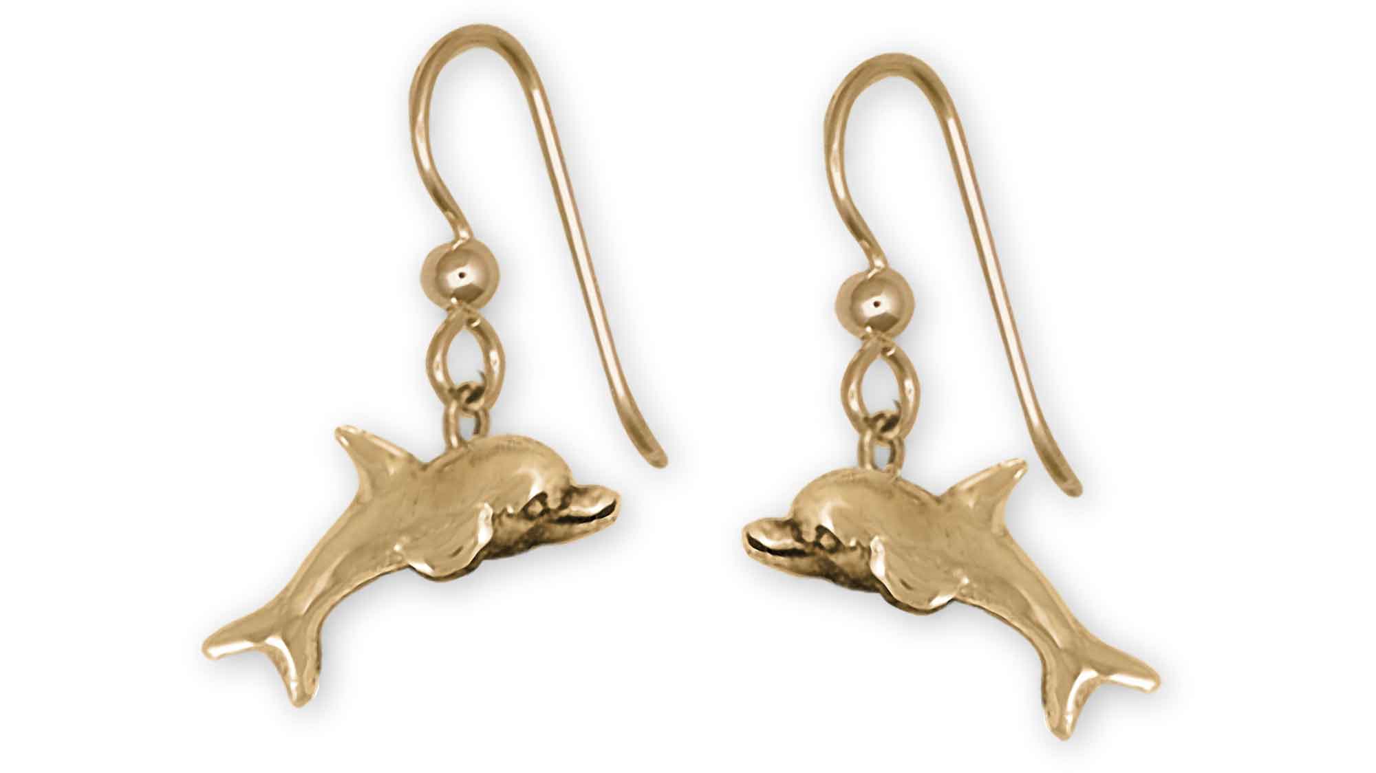 Dolphin Jewelry 14k Yellow Gold Handmade Dolphin Earrings DPH1N-FWG