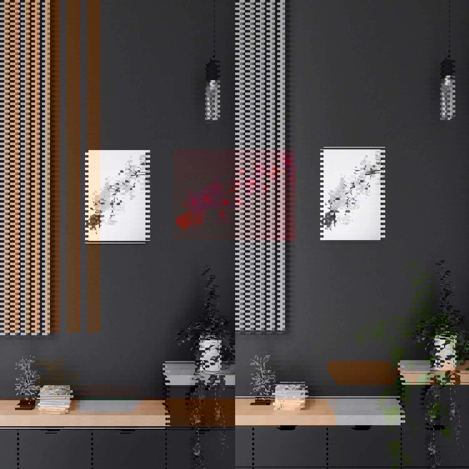 Single Cherry Blossom Forest Floral Nature Photography Canvas Wall Art for Home Decor