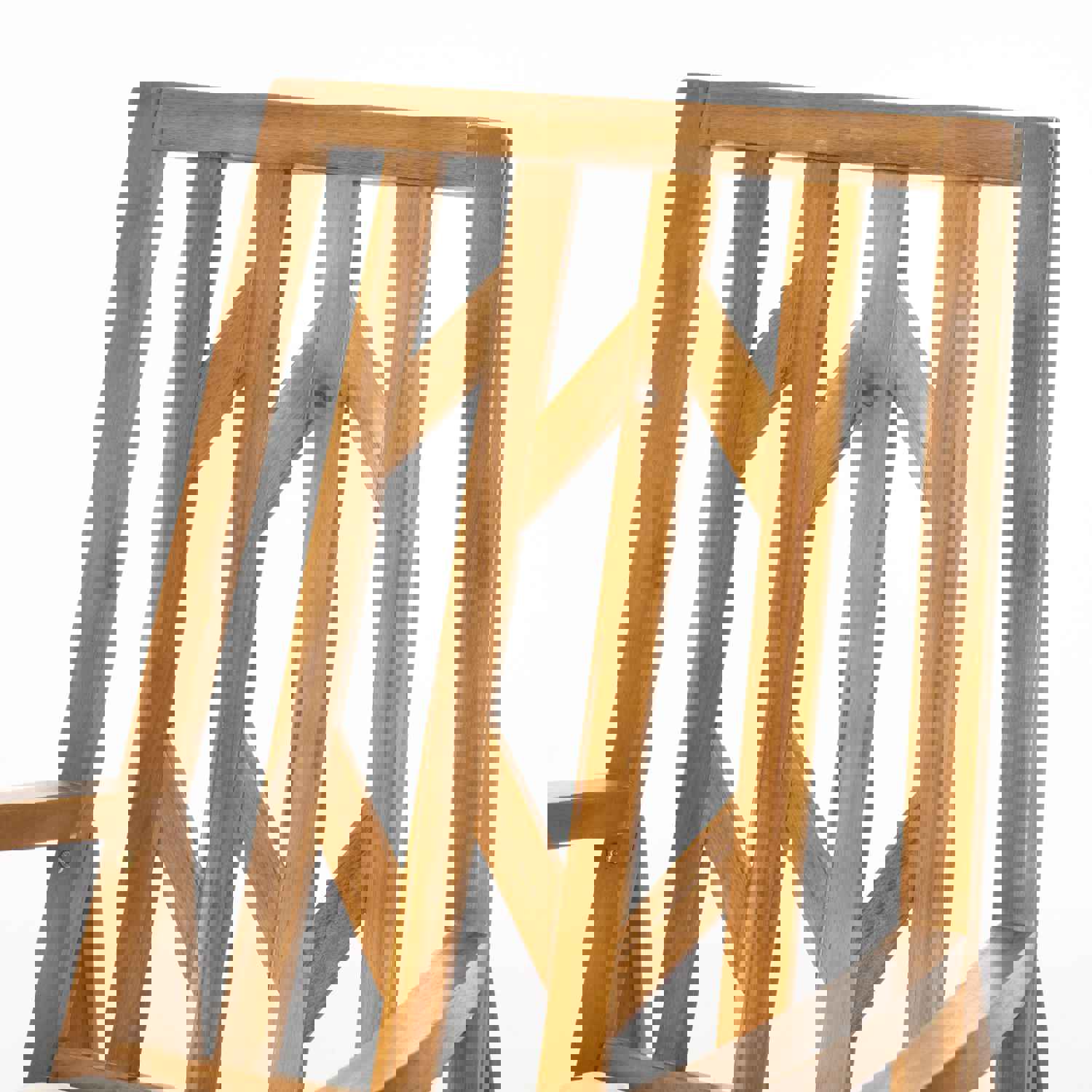 Noble Outdoor Geometric Teak Acacia Wood Rocking Chair with Accent Table