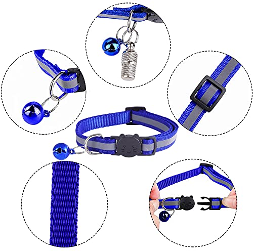 Extodry 14 Pack Reflective-Breakaway Cat Collars with Bells, Safety Buckle Kitten Collar, Adjustable for All Cats