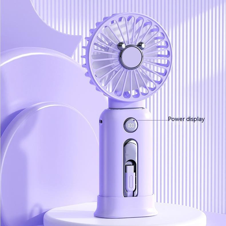 SRline 2-in-1 Handheld Fan with Fast Charging Power Supply - Portable, Silent Mini Fan for Home & Office