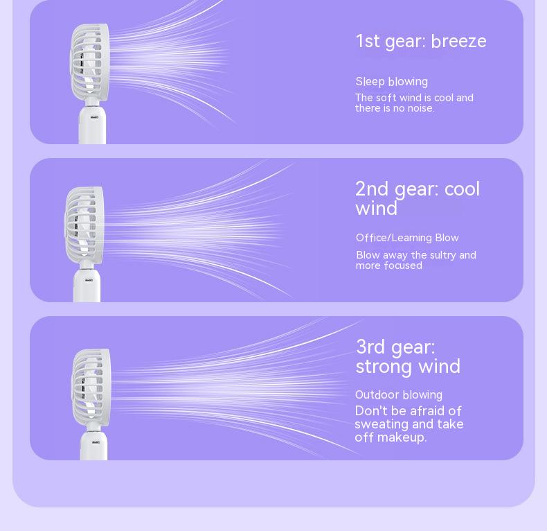 SRline 2-in-1 Handheld Fan with Fast Charging Power Supply - Portable, Silent Mini Fan for Home & Office