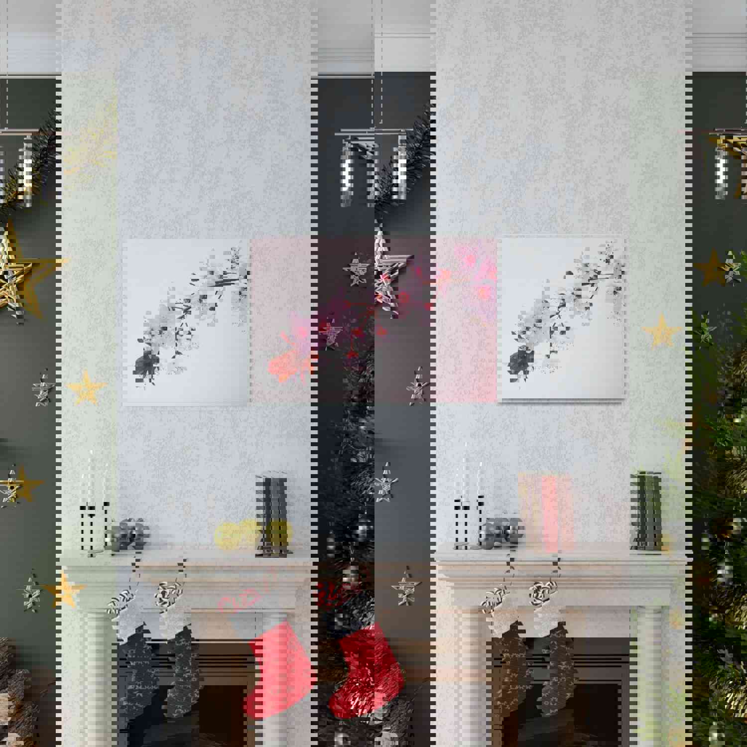 Single Cherry Blossom Forest Floral Nature Photography Canvas Wall Art for Home Decor