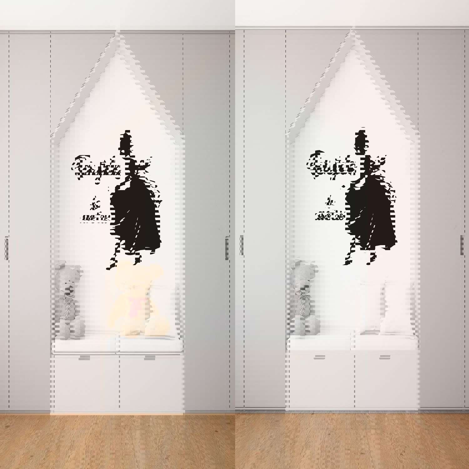 Girls Quotes Vinyl Wall Art Sticker Decal - Fairytales Do Come True Princess Silhouette