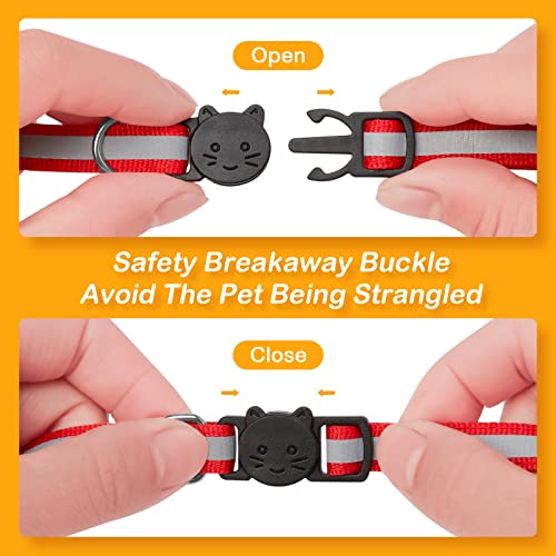 Extodry 14 Pack Reflective-Breakaway Cat Collars with Bells, Safety Buckle Kitten Collar, Adjustable for All Cats