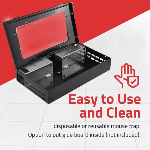 Tin Cat Multi-Catch and Release Humane Live Mouse Trap with Clear Window Lid for Indoor Outdoor Use (Black, 2 Pack)