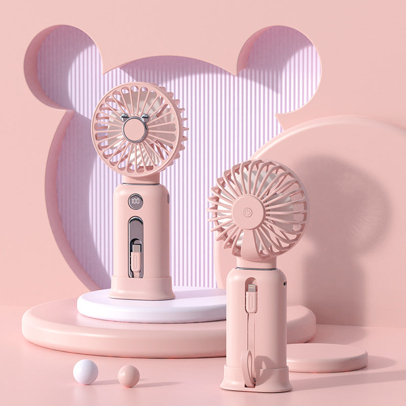 SRline 2-in-1 Handheld Fan with Fast Charging Power Supply - Portable, Silent Mini Fan for Home & Office