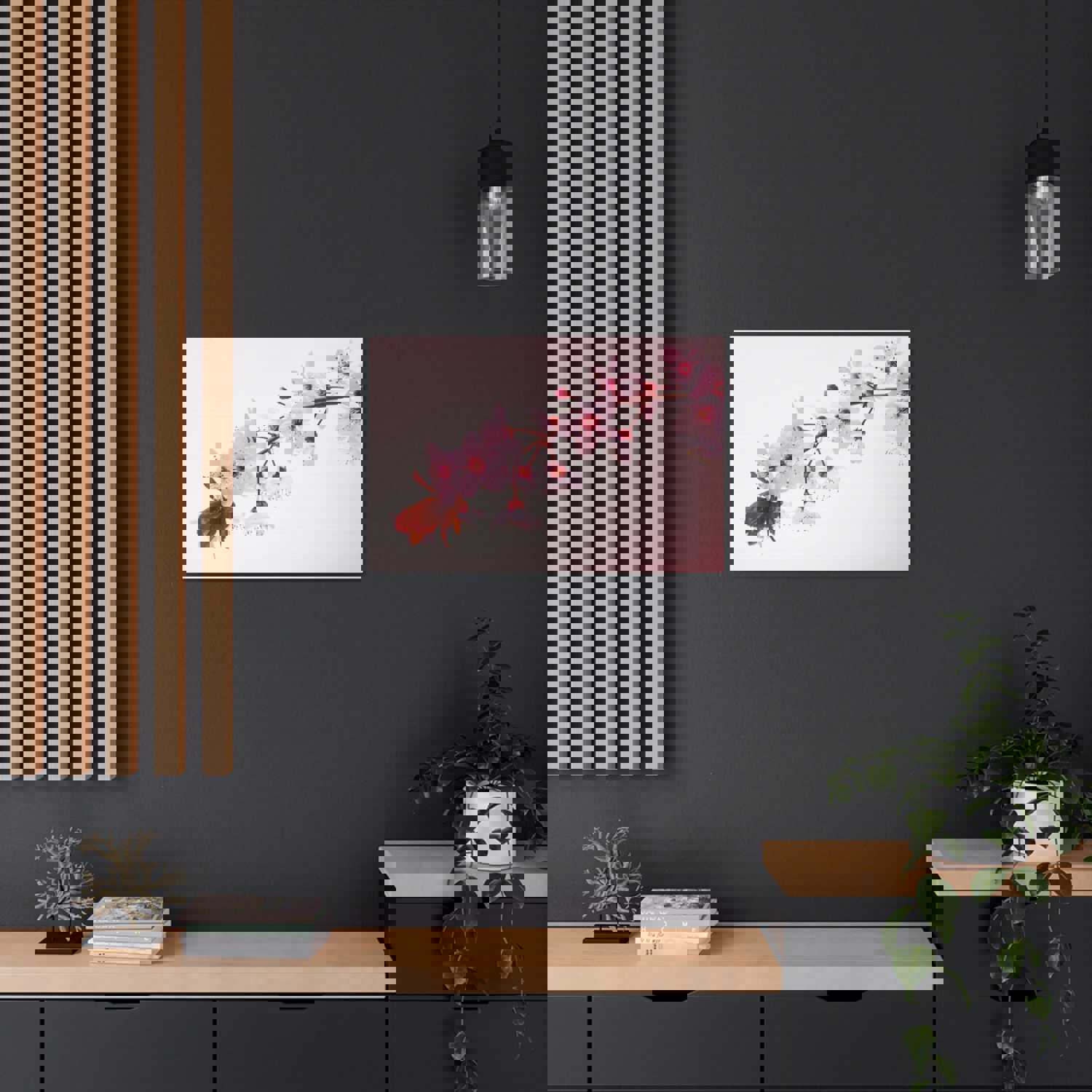 Single Cherry Blossom Forest Floral Nature Photography Canvas Wall Art for Home Decor