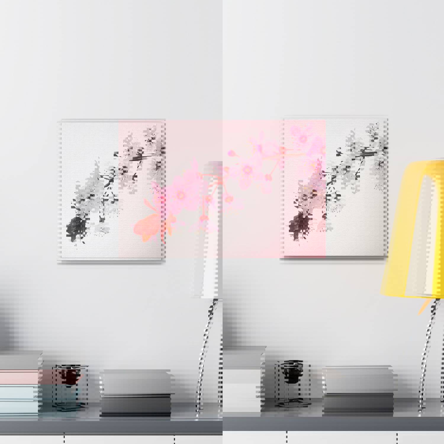 Single Cherry Blossom Forest Floral Nature Photography Canvas Wall Art for Home Decor