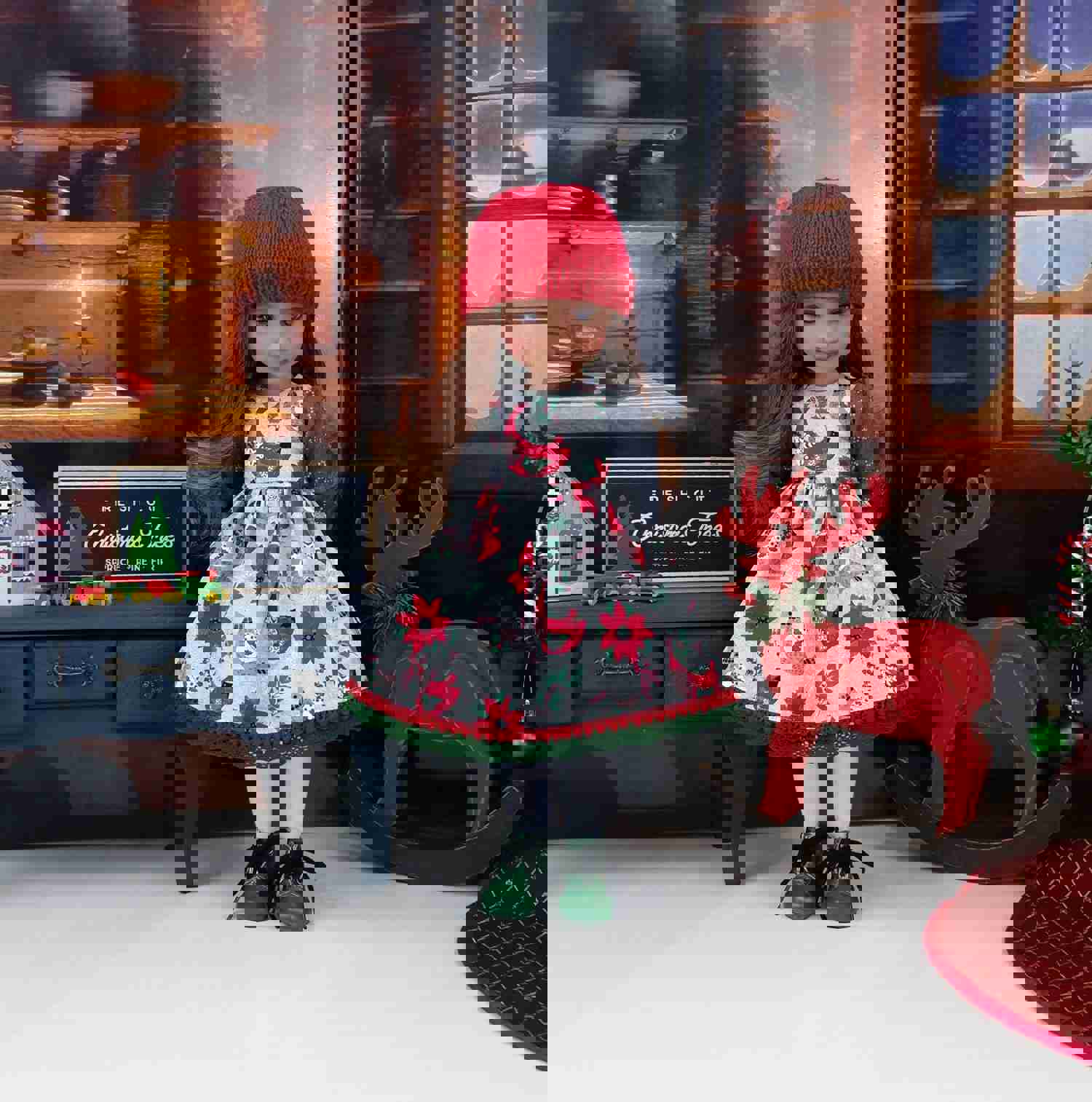 Nordic Cardinal Dress Ensemble with Boots for Ruby Red Fashion Friends Doll