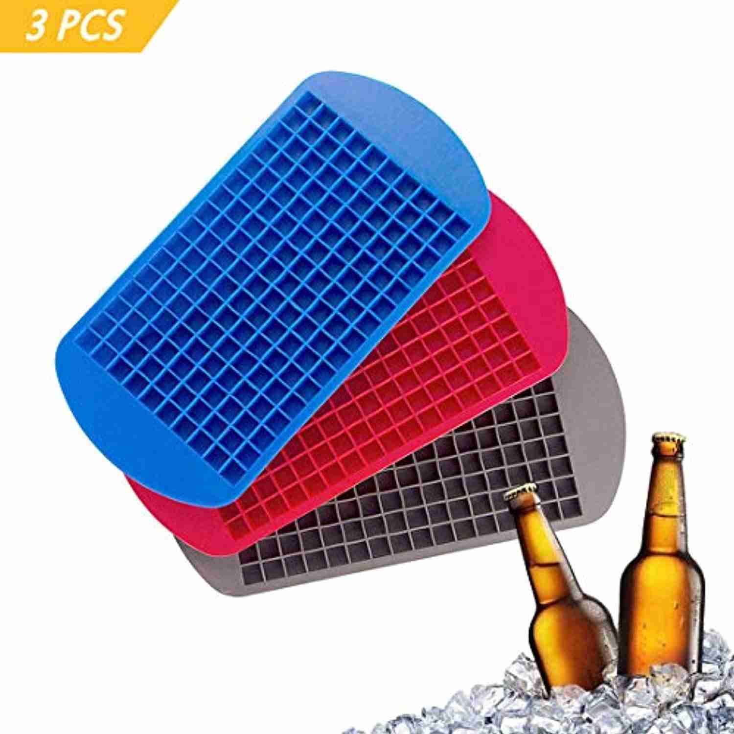 Heofean 3 Pcs Food Grade Silicone 160 Grids Ice Cube Trays for Kitchen, Bar, and Party