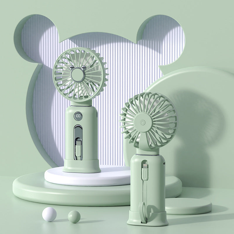 SRline 2-in-1 Handheld Fan with Fast Charging Power Supply - Portable, Silent Mini Fan for Home & Office