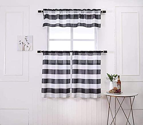 3 Piece Buffalo Kitchen Curtain Set with Swag and Tier Window Treatment