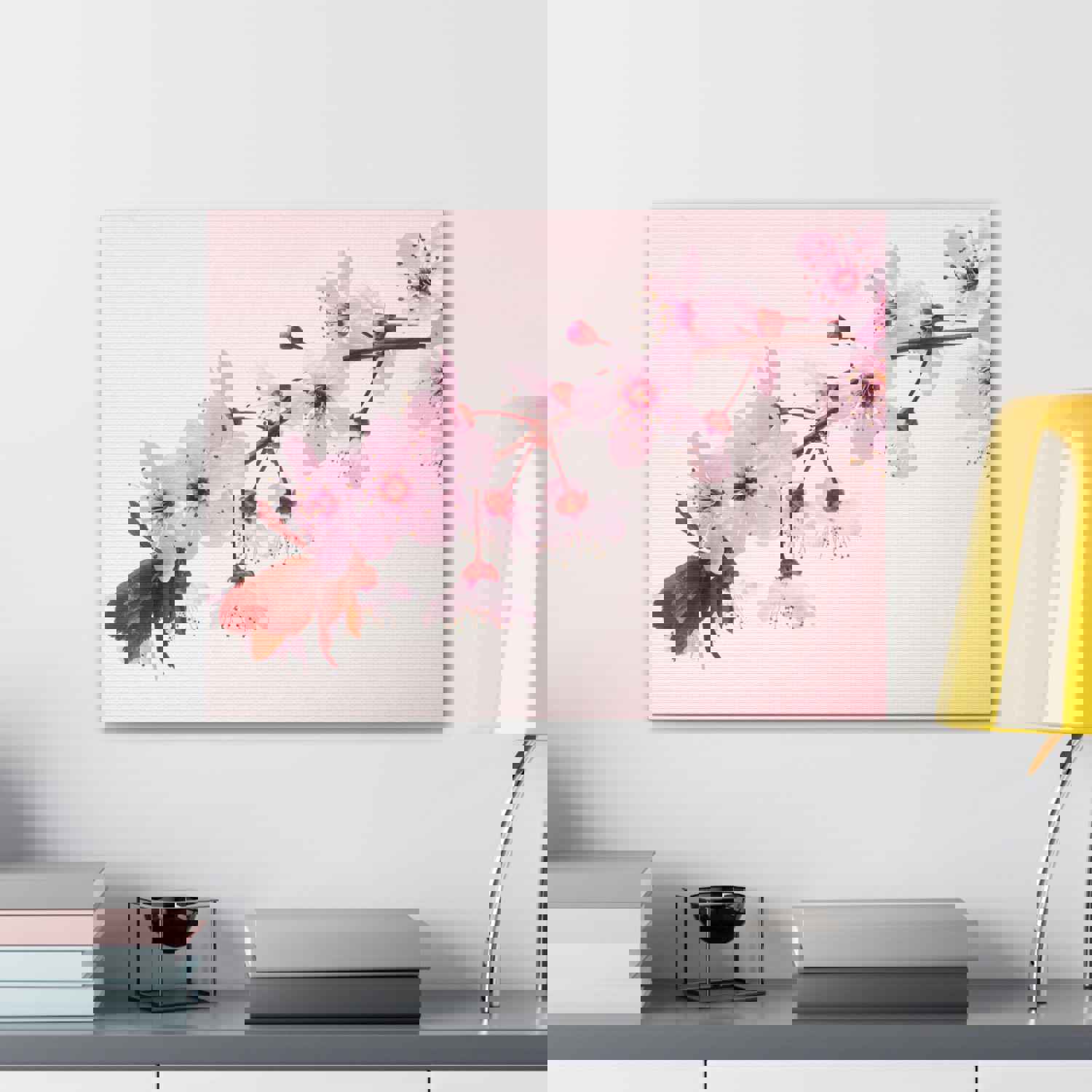 Single Cherry Blossom Forest Floral Nature Photography Canvas Wall Art for Home Decor