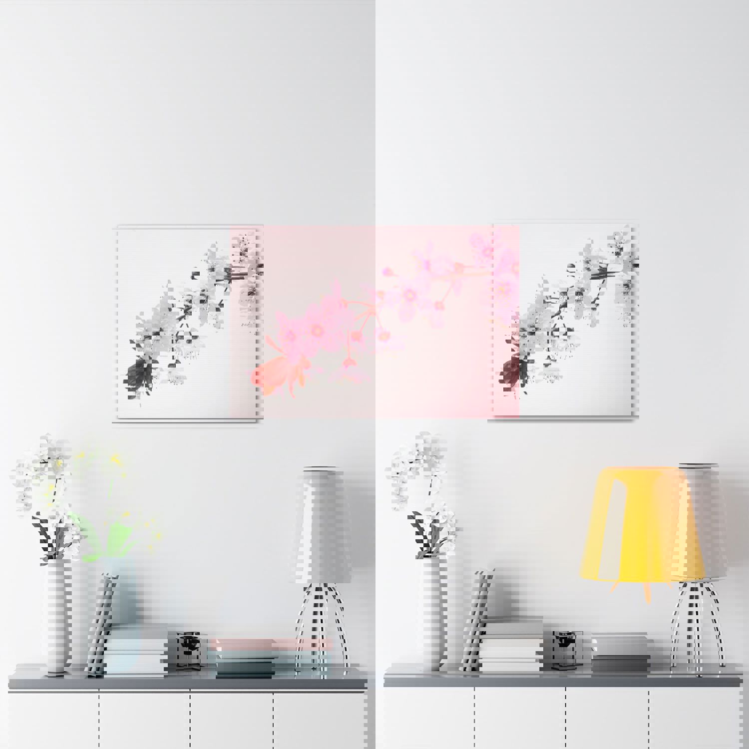 Single Cherry Blossom Forest Floral Nature Photography Canvas Wall Art for Home Decor