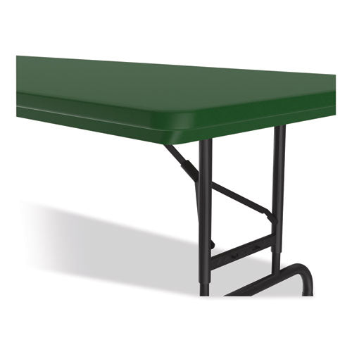 Correll Adjustable Folding Tables - Heavy-Duty, Green Top, Black Base (72x30x22 to 32 Inches)