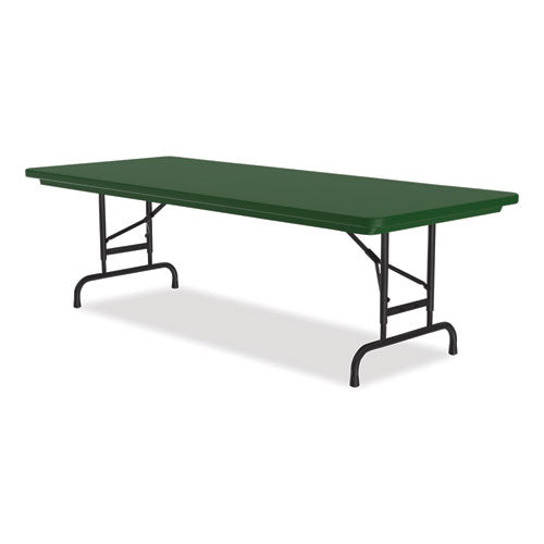 Correll Adjustable Folding Tables - Heavy-Duty, Green Top, Black Base (72x30x22 to 32 Inches)