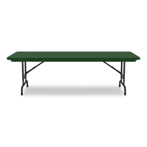 Correll Adjustable Folding Tables - Heavy-Duty, Green Top, Black Base (72x30x22 to 32 Inches)