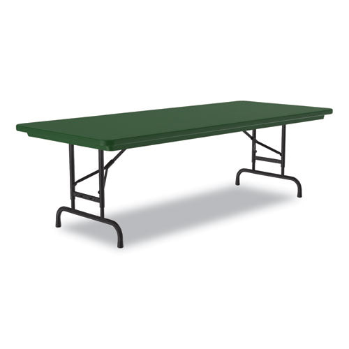 Correll Adjustable Folding Tables - Heavy-Duty, Green Top, Black Base (72x30x22 to 32 Inches)