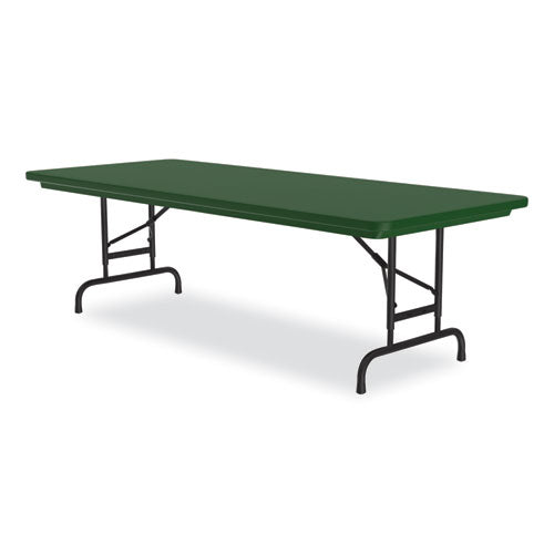 Correll Adjustable Folding Tables - Heavy-Duty, Green Top, Black Base (72x30x22 to 32 Inches)