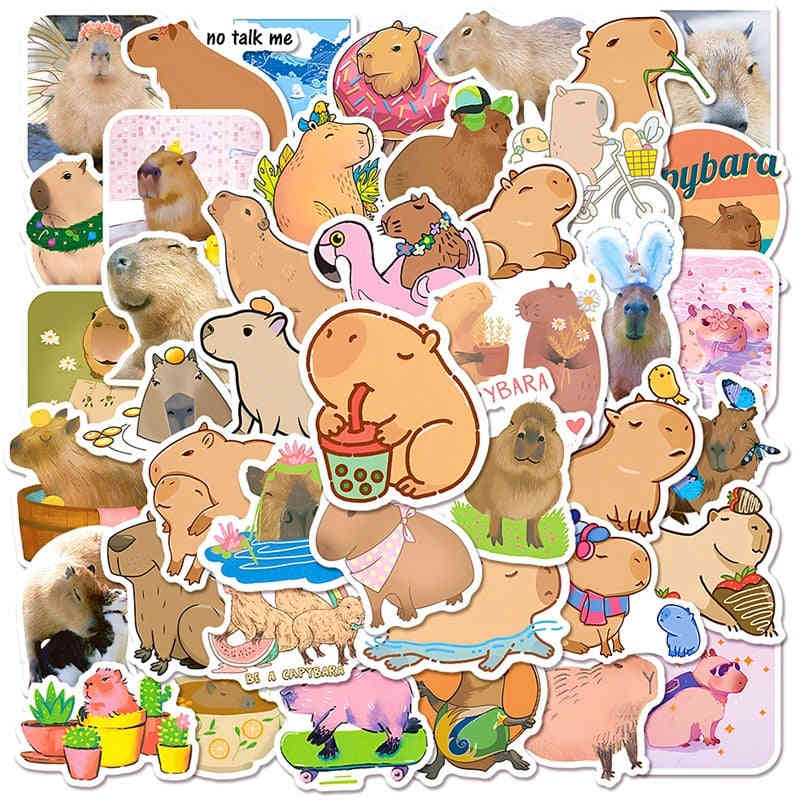 10/30/50PCS Cute Cartoon Capybara PVC Graffiti Stickers