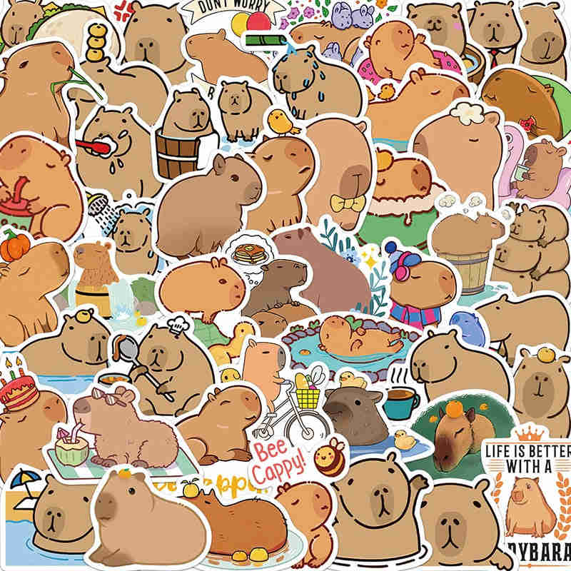 10/30/50PCS Cute Cartoon Capybara PVC Graffiti Stickers