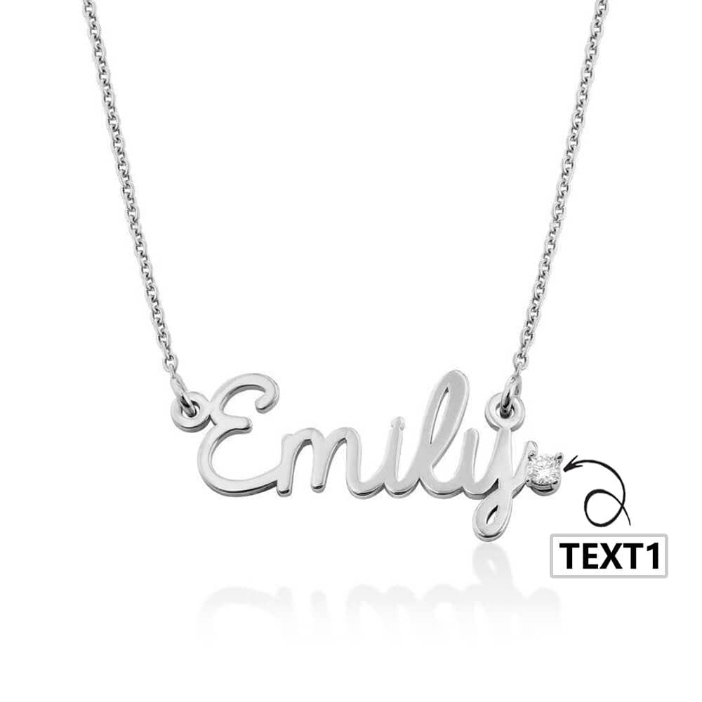 Custom Text Necklace Personalized Silver Name Jewelry for Mother's Day Gift