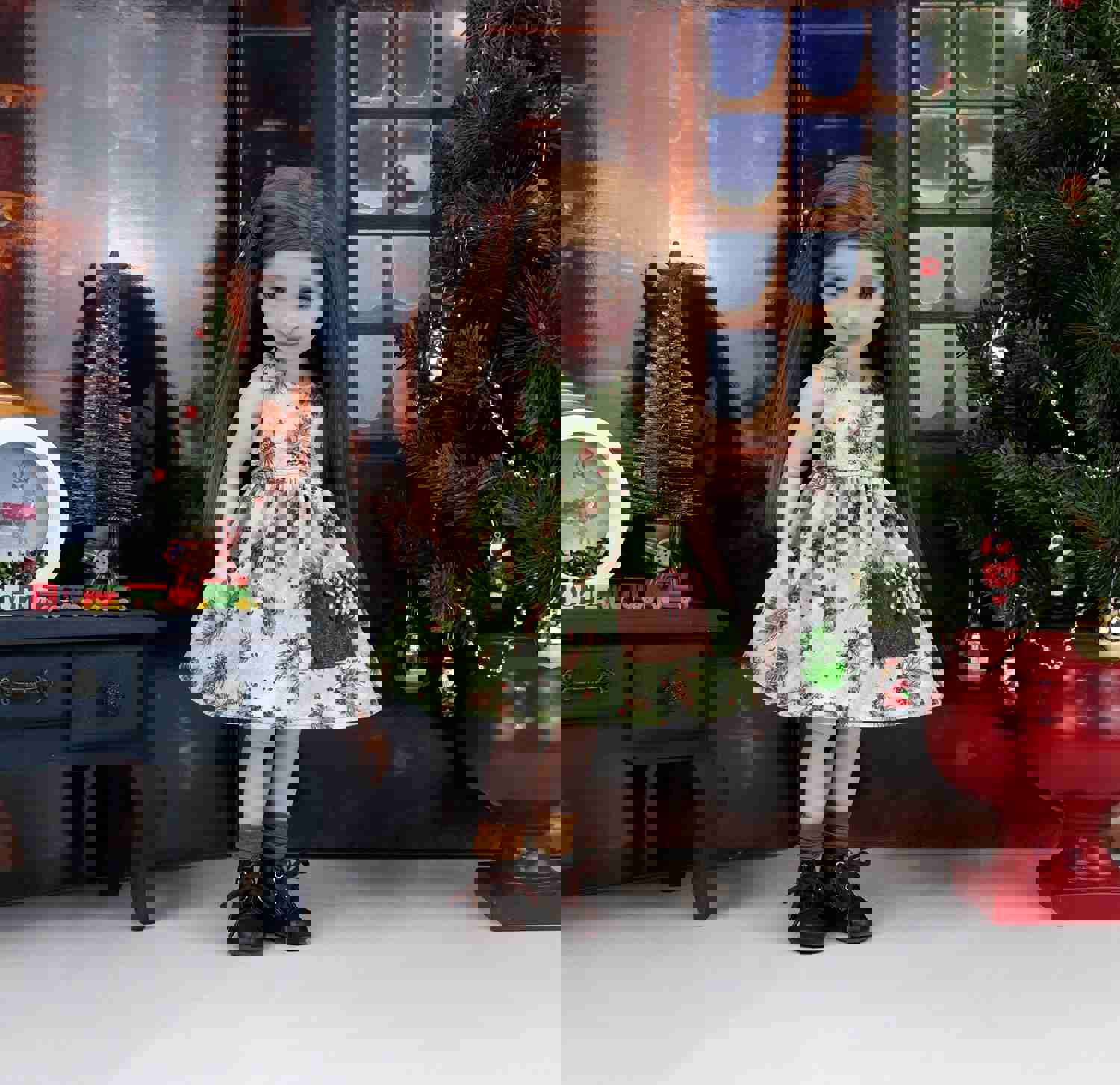 Pine Cone Noel - Dress with Sweater & Boots for Ruby Red Fashion Friends Doll